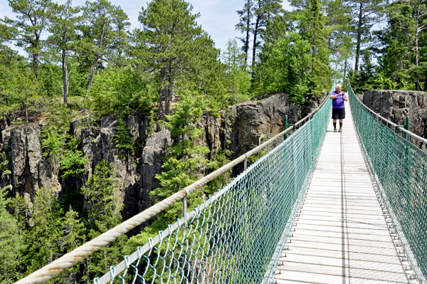 Lee Duquette on the suspension bridge